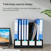 Deli Magazine File Book Holder Desktop Organizer, 4 Compartments, Plastics, Black