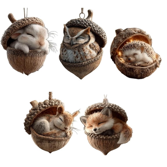 Animal Christmas Ornaments,2D Acrylic Seasonal Decoration,Hangable Holiday Decorations,for Home Office Living Room Study Garden Front Door Wall Mantel Window Sill Staircase Wreath