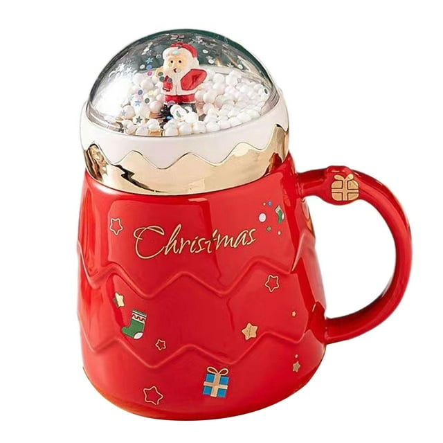 Taza de cerámica navideña, taza de café, creativa, 3D, para desayuno de invierno, taza de leche, divertida Rojo
