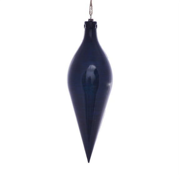 Vickerman Wood Grain Shuttle Ornament 12 inch Midnight Blue, 2 pieces per pack