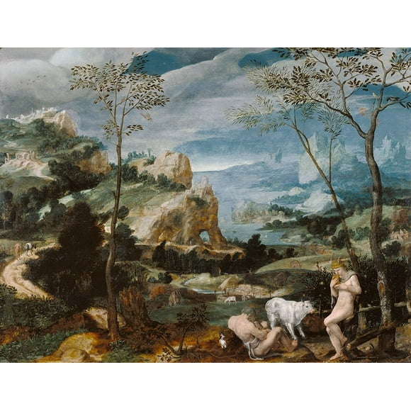 Paysage avec Mercure et Argus Affiche Imprimée par Inconnu 16ème Siècle Peintre Flamand (24 x 18)