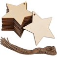 thumbnail image 1 of Adorno de madera rústica con forma de estrella, decoración colgante, adornos de madera en forma de estrella de madera Natural, compatibles con decoración de banderines para fiestas, 1 of 5