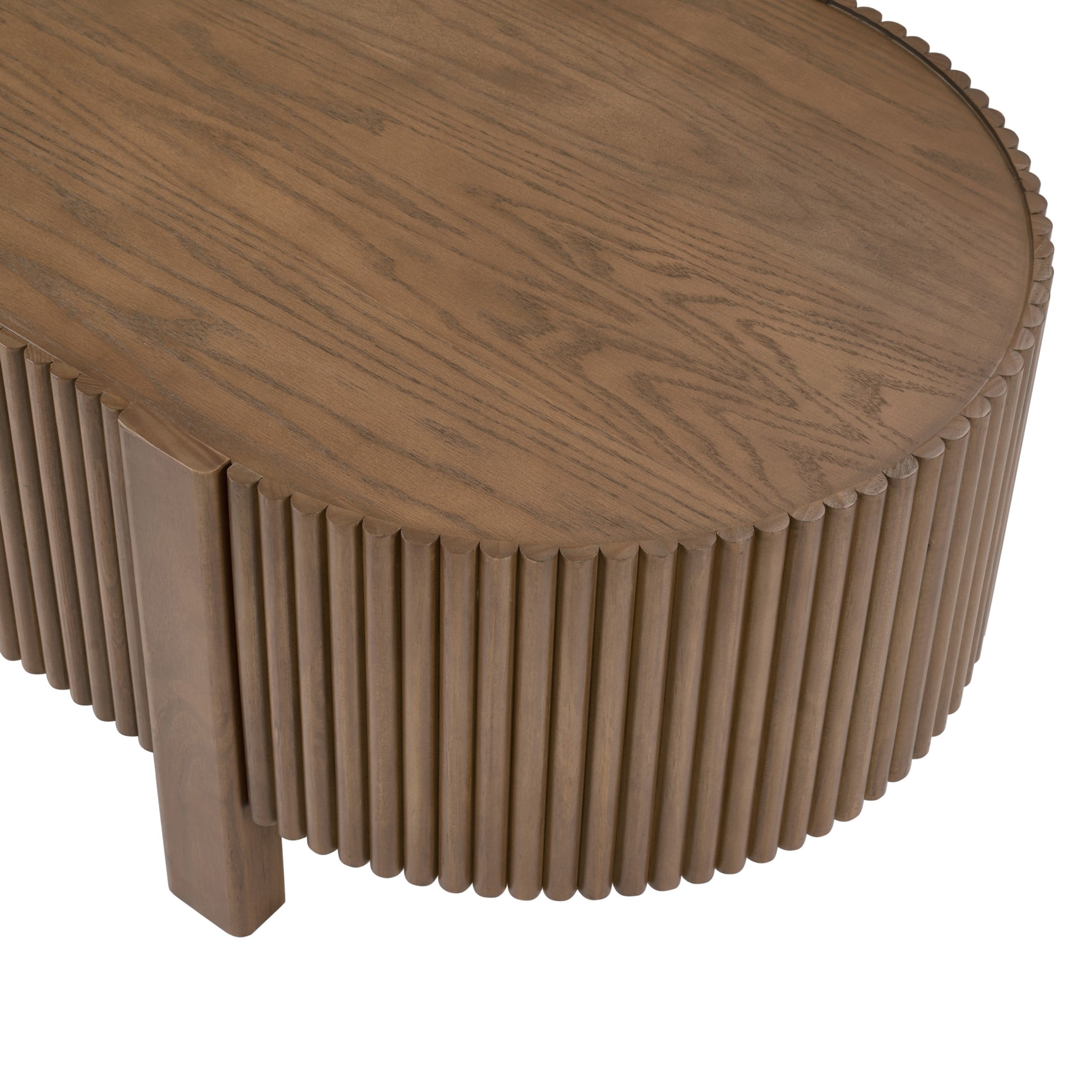 Christopher Knight Home 47" Modern Mid-Century Oval Fluted Coffee Table with Hidden Drawer, Walnut