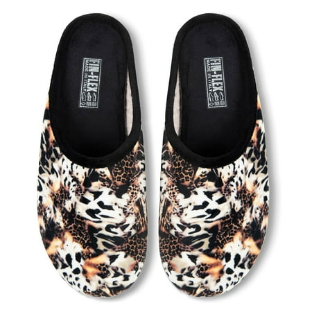 

Fin Flex Women Indoor Outdoor Anti Slip Slippers Animal Print Slip On Leopard Beige Size 10