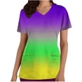 thumbnail image 2 of Uootdi Scrubs for Women V Neck Short Sleeve Mardi Gras Mask Print Lightweight Medical Work Tops Gift, 2 of 5