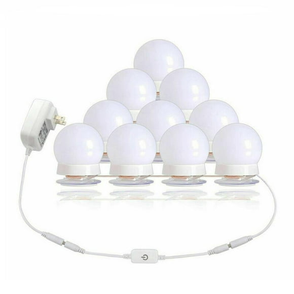 Plastic Hollywood Style LED Vanity Mirror Lights Kit with 10 Dimmable Light Bulbs 10