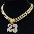 thumbnail image 2 of Men Women Hip Hop Number 23 Pendant Necklace Crystal Cuban Chain HipHop Iced Out Bling Necklaces Fashion Charm Jewelry, 2 of 9