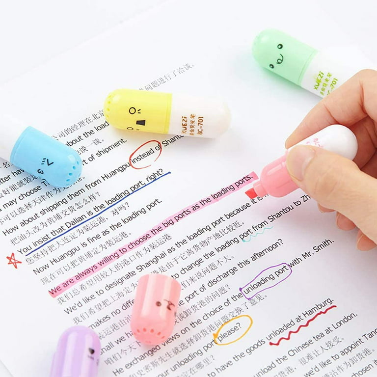 6pcs/set Creative Funny Pill Shaped Highlighter Pens, Cute