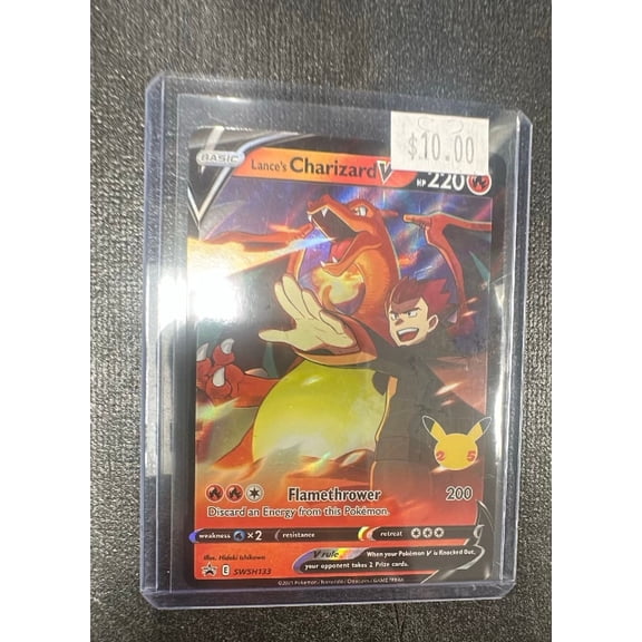 Collectible 2021 Celebrations Lance's Charizard V Holo Black Star Promo SWSH133 English Pokemon Card
