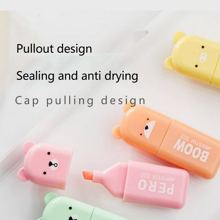 Clearance! Eqwljwe Novelty Cute Mini Bear Highlighter Pens & Assorted Macaron Colors Chisel Tip Marker Pens for Writing Graffiti Stationery for Office
