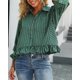 thumbnail image 4 of Blusa de verano CHYRII para mujer, con volantes y botones, a rayas, XXL, 4 of 5