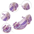 thumbnail image 4 of Quealent Girls Dress Shoes Wedding Party Heel Mary Jane Princess Flower Shoes (Toddler/Little Kid/Big Kid) Purple for Size 12.5, 4 of 6