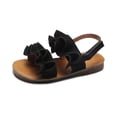 thumbnail image 1 of GiLiling Girls Sandals, Open-Toe Summer Shoes with Ruffle Straps Adjustable Ankle Closure, Non-Slip TPR Sole for Casual Fashion Wear (Black, 5.5-8 Years), 1 of 2