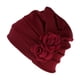 thumbnail image 3 of Elegante pañuelo para la cabeza para mujer, turbante musulmán doblado con flores, cáncer de quimio borgoña Zulema gorros de quimioterapia contra el cáncer, 3 of 8