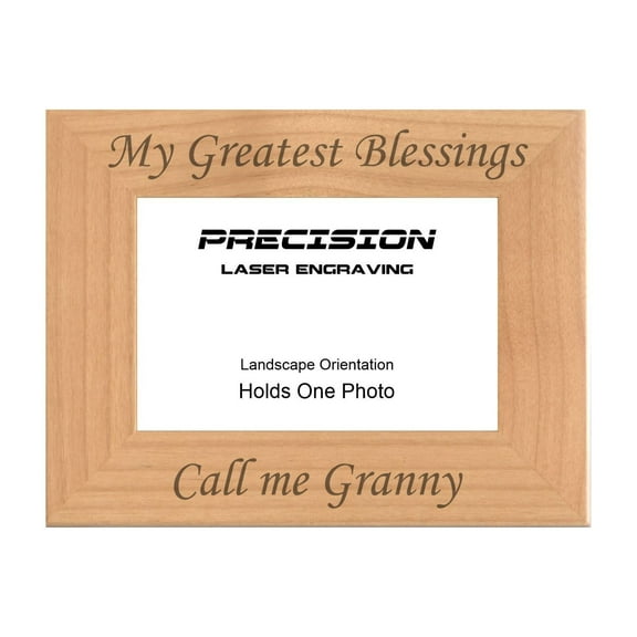 PrecisionNC Grandma Gifts My Greatest Blessings Call Me Granny Engraved Natural Wood Picture Frame from Grandchildren 4x6 Landscape