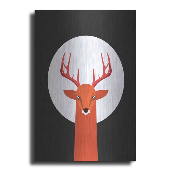 Luxe Metal Art 'Deer & Moon' by Volkan Dalyan, Metal Wall Art, 16"x24"