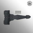 thumbnail image 2 of Renovators Supply T Strap Gate Hinges w/Hardware 6 1/2" Black Rust Resistant Cast Iron Flush Mount Heavy Duty Gate Hinges, 2 of 7