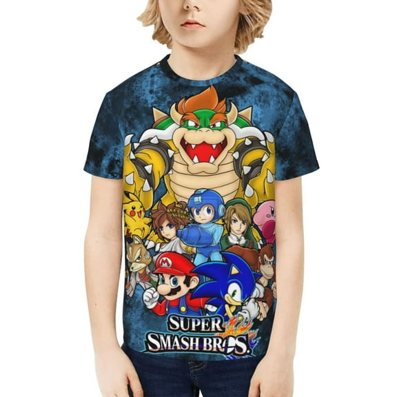 Super Smash Bros Ultimate Kids T-Shirt 3d Printed Graphic T-Shirts Boys And Girls Short Sleeve Shirts For Youth Kids X-Small