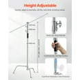 thumbnail image 3 of VEVOR C Stand, Max Height 10.83 ft/330 cm, Stainless Steel Heavy Duty Photography Light Stand with 4.8-9.8 ft Adjustable Height, 44 lbs/20 kg Load Capacity for Studio Softbox, Monolight, Reflector, 3 of 9