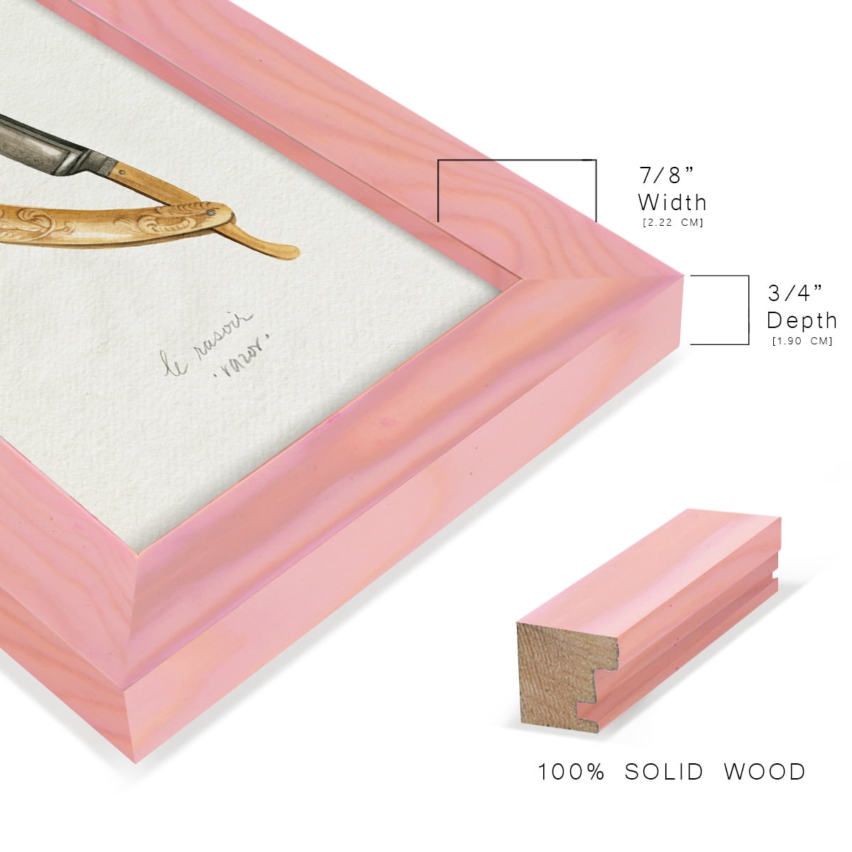 Gilded Toiletries I - Framed Print w/glass - Sunset Pink