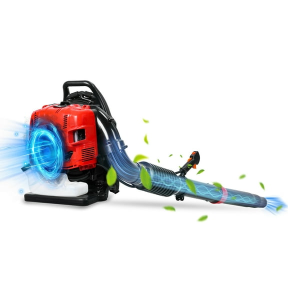 SUSUchens Leaf Blower Backpack Gas Leaf Blower Snow Blower,75.6CC 4-Stroke Up to 900 CFM 210 MPH 7100RPM, Variable Speed, Cruise Control (Red)