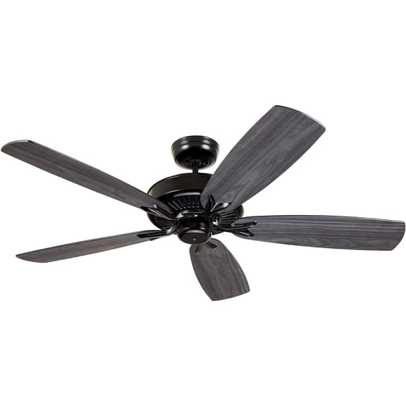 Kathy Ireland Home Premium Select Eco 58in Ceiling Fan with Wall Control | Semi Flush Mount Fixture with 6-Speed Motor |  Barbeque Black with Black Veneer Blades