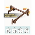 thumbnail image 2 of Wowow Brass Wall Mounted Pot Filler Faucet with Double Joint Swing Arms in Rose Gold, 2 of 8
