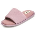 thumbnail image 2 of Floopi Women's Open Toe Soft Knit Slide W/Embroidery Stitch Jersey Insole Memory Foam Slipper, 2 of 5