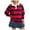 Red, variant on felwors Women's Oversized Striped Polo Sweatshirt Long Sleeve Rugby Collared Pullover Tops Loose Fit Shirt Red, L