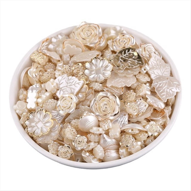 100G Surtido de Cuentas de Resina Vintage Cuentas de Hojas de Flores Transparentes Cuentas Estéticas Barrocas Enchapadas en