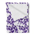 thumbnail image 2 of Orchids Soft Flannel Fleece Throw Blanket, Pastel Exotic Flowering Plants Blossom Monochrome Tropical Flourish Style, Cozy Plush for Indoor and Outdoor Use, 50" x 70", Purple and White, by Ambesonne, 2 of 5