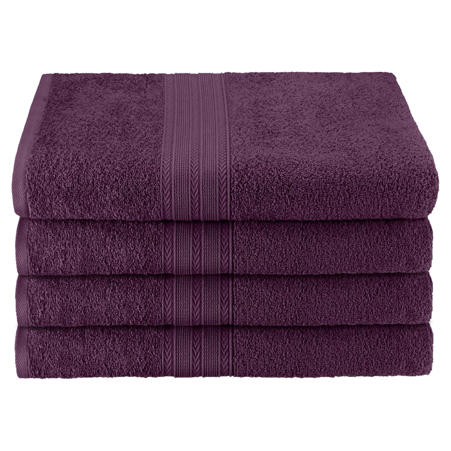 EcoFriendly 100 Cotton RingSpun 4Piece Bath Towel Set Eggplant