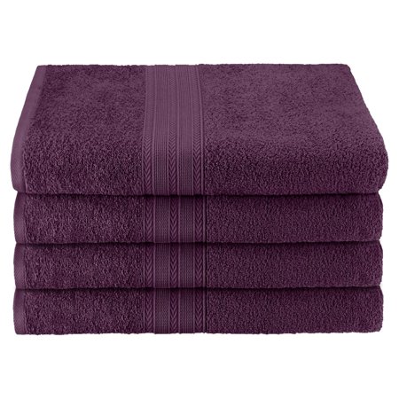 Eco-Friendly 100% Cotton Ring-Spun 4-Piece Bath Towel Set Eggplant