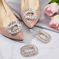 thumbnail image 5 of 4pcs 2 Styles Rhinestone Crystal Shoe Clips Rectangle Crystal Shoe Buckles Oval Wedding Shoe Clips Metal Shoe Clips Sparkling Shoes Buckles for Women Wedding Party Shoe Decor Light Gold, 5 of 6