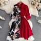 thumbnail image 2 of Vestido De Manga Larga Con Botones De Primavera Con Estampado Irregular Para Mujeres, 2 of 4