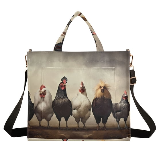 Chickens Corduroy Tote Bag Handbag Large Messenger Bag Shoulder Crossbody Zipper Bag Purse