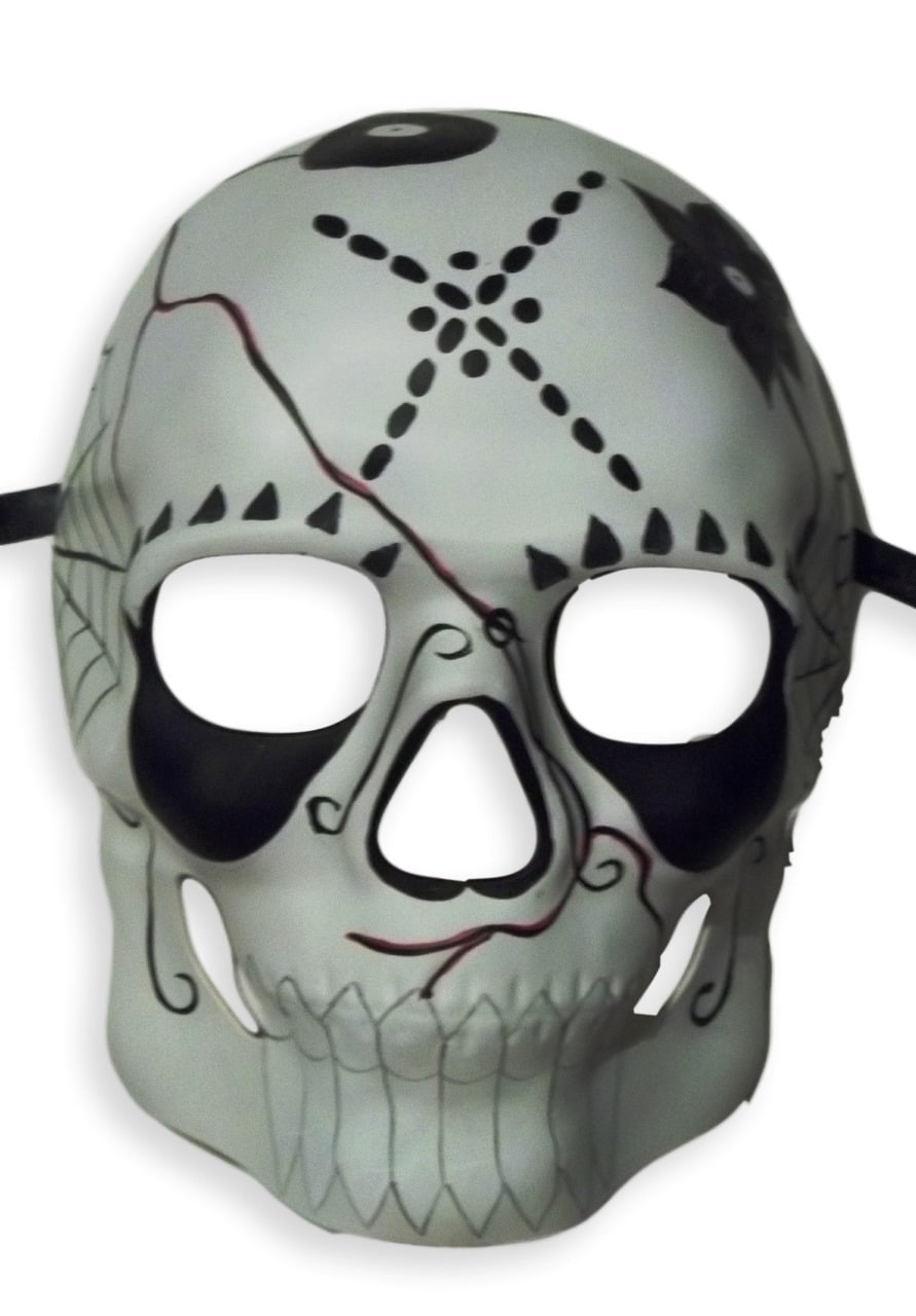 Mozlly White LED Light Up Skull Adjustable Flip Double Costume Face Mask 