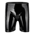 thumbnail image 1 of Black Mens Sexy Fashion Shiny Patent Leather Open Penis Hole Long Leg Boxer Short Panties For Lingerie Night Bedtime SurpriseXL Gong Bohan LED, 1 of 2