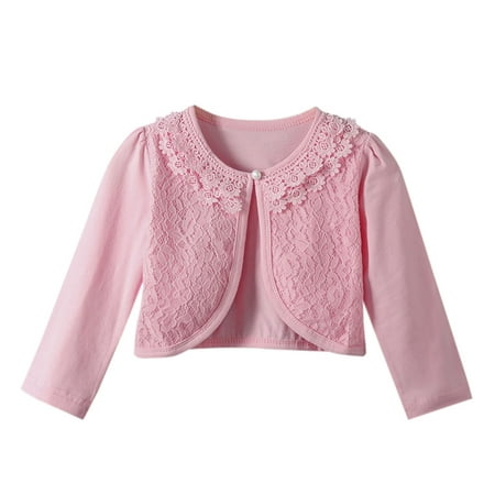 

QIPOPIQ Coats for Girls Clearance Toddler Kids Baby Little Girls Lace Princess Bolero Cardigan Shrug tops Clothes
