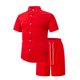 thumbnail image 4 of Ceisia Men's Solid Color Short Sleeve Button-Down Shirt & Shorts Set Casual Summer Outfit Red M Gifts, 4 of 8