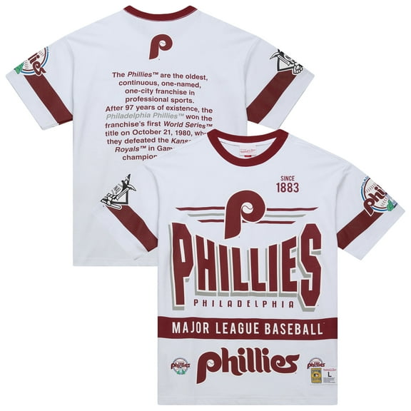 Men's Mitchell & Ness White Philadelphia Phillies Cooperstown Collection Team Origins Premium T-Shirt