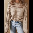 thumbnail image 4 of Suéteres de Otoño con Cuello Redondo de Crochet Calado, Bonitos Suéteres de Invierno para Mujer, Tendencia 2025 Albaricoque L, 4 of 9