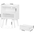 thumbnail image 2 of LELELINKY Rattan Nightstand with Charging Station, Boho Bedside Table with Handmade Drawer & Open Shelf for Bedroom, White, 2 of 7