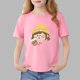 thumbnail image 1 of Blusas y camisas de manga corta con cuello redondo para niños Camiseta de verano de manga corta estampada para niñas Jersey elegante de cuello redondo para niñas Top de algodón para niños, 1 of 6