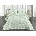 thumbnail image 2 of Ambesonne Aquarelle Leaves Quilted Coverlet 3 Pcs, Art Modern Leafy, King Size, Fern Green White, 2 of 4