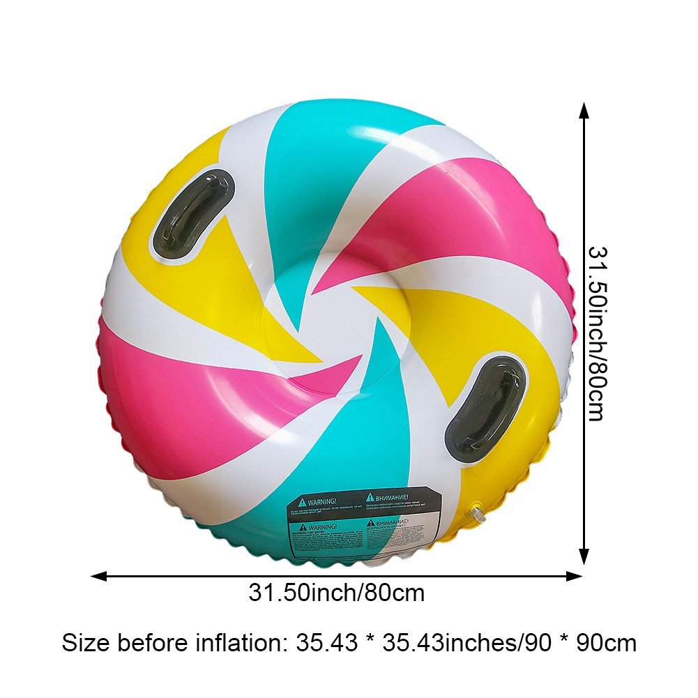 Snow Tubes, Snow Sled Tube with 2 Handles Foldable Snow Sled Inflatable Snow Tube Sled For Winter Outdoor Sports