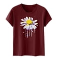 thumbnail image 4 of Jienlioq Hauts d'Été pour Femmes T-shirt Imprimé pour Amoureuse Col Rond Manches Courtes Vin m, 4 of 5