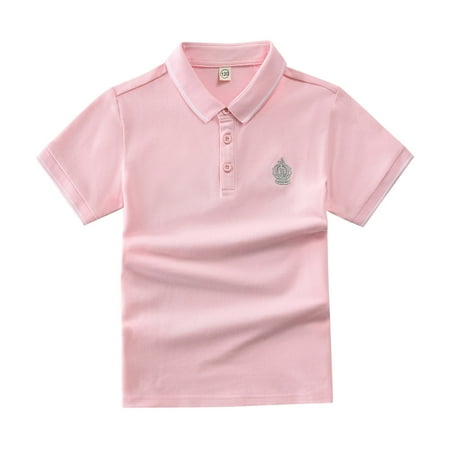 LRen Boys Shirts Size 10-12 Classic Polo Collar Short Sleeve Tee Boys Fashionable Basic Tee Boys Button Down Shirt Summer Tops