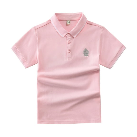 Teen Boys' Polo Shirts Pink Boys Uniform Shirts Tee Tops Clothes Kids Short Sleeve Shirts Boys Shirts Size 12-13 Years