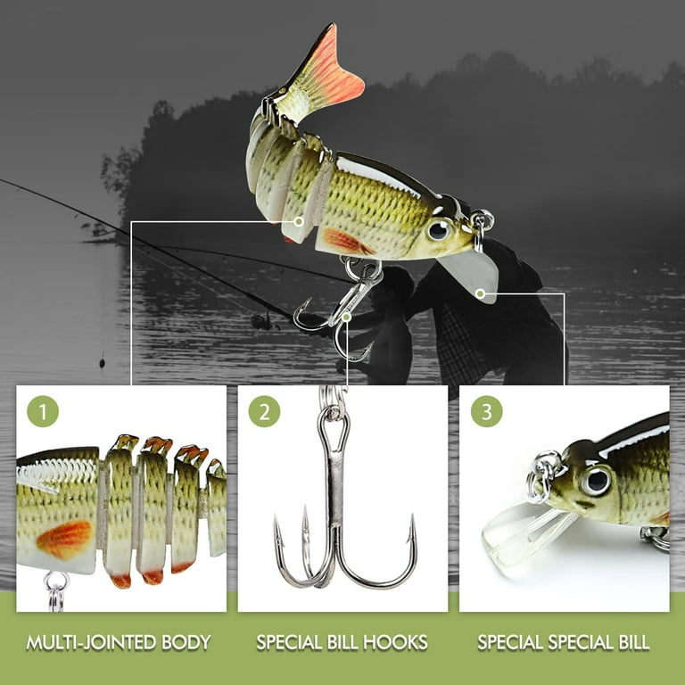 TRUSCEND Micro Jointed Swimbait Bionic Fishing Lure for Bass - with Lip (2in/5cm)